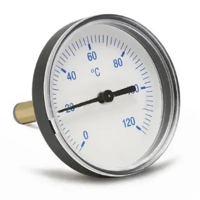 Термометр аксиальный (0-120 °С) 1/2" Ø63 мм для насосных групп Поколение 8 синий Meibes M58071.505RU