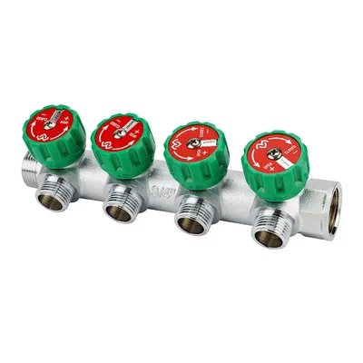 Коллектор Varmega 3/4"х3/4" ЕК с регулирующими вентилями, Никель