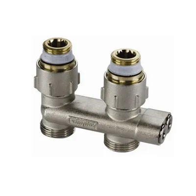Узел нижнего подключения радиатора перекрестный прямой 1/2"НPx3/4"HP латунь Simplex тип D1/50, F10076