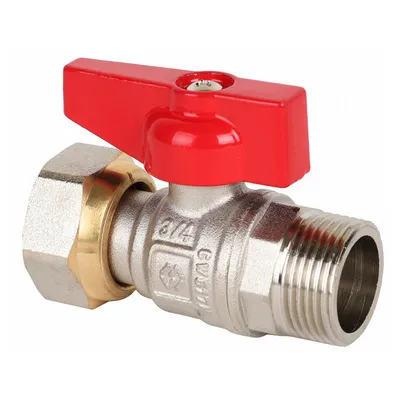 Кран шаровой латунный НАР резьба-вн.НГ, ручка-флажок, никель MVI Premium