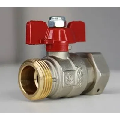 Кран шаровой латунный НАР резьба-НГ, ручка-бабочка, никель Elsen