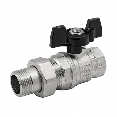 Кран шаровой с американкой 1/2" усиленный бабочка Никель Elsen Strong T EV34.3201