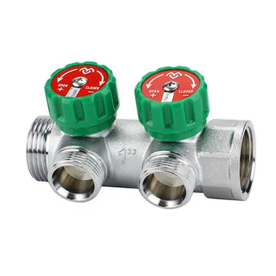 Коллектор Varmega 1"х3/4" ЕК с регулирующими вентилями, Никель