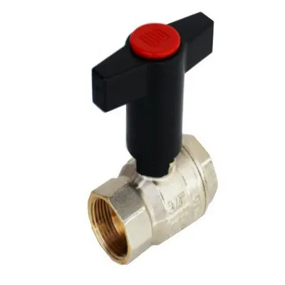 Кран шаровой латунный вн-вн резьба, ручка пластиковая удлинённая, никель Elsen T-shape