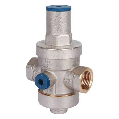 Регулятор давления воды ВВ 1/2" Ру=1-5,5 бар PN25 поршневой с отводом под манометр Никель Stout SVS-1008-000015