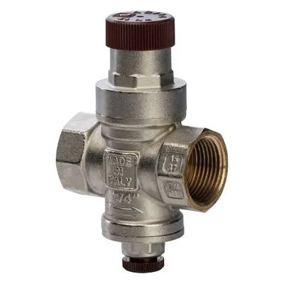 Регулятор давления воды ВВ 3/4" Ру=1-4 бар PN16 поршневой с отводом под манометр Никель Stout SVS-0010-000020