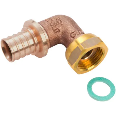 Угольник 90° PEX переходной НГ бронза Рехау Rautitan RX+