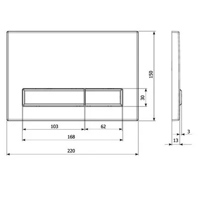 Клавиша смыва Elsen пластик, прямоугольная форма, сатин E08.satine