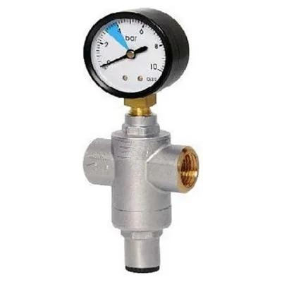 Регулятор давления воды ВВ 1 1/4" Ру=1-6,5 бар поршневой c компенсационной камерой, с манометром Elsen EPR04.114114