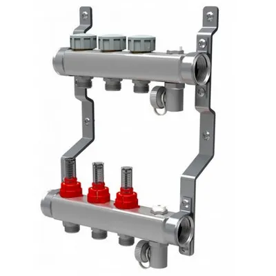 Группа коллекторная для тёплого пола Royal Thermo на 3 выхода с расходометрами RTE 52.103