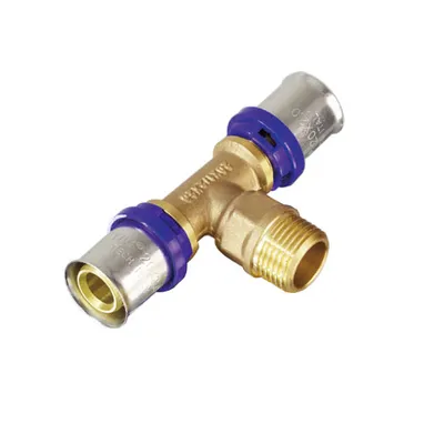 Тройник с НАРУЖНОЙ резьбой НР Ø20х3/4"х20 пресс для металлопластиковых труб Tim F-T2003M