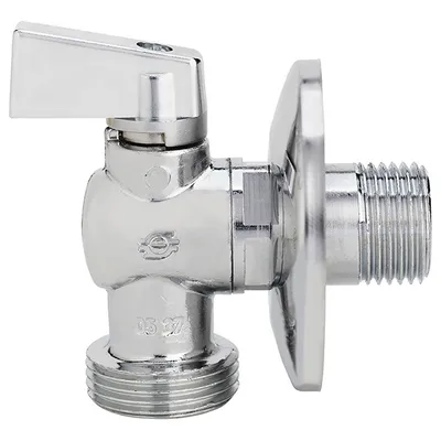 Кран шаровой для с/т приборов латунный угловой НАР-НАР резьба 1/2"х1/2", ручка-флажок, хром FIV 7700С025