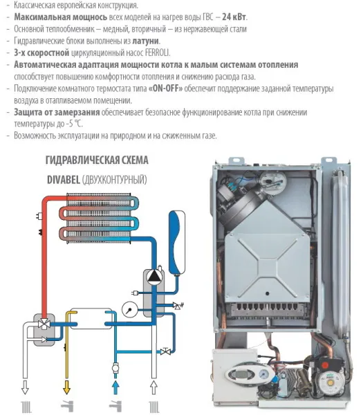 Котёл газовый Ferroli Divabel F13 ZL0BYF2JYA