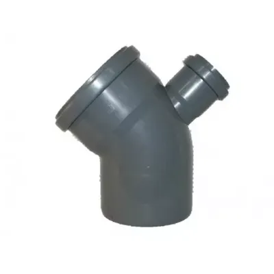 Отвод для внутренней канализации Ø110х50/45° В ТЫЛ серый Политэк