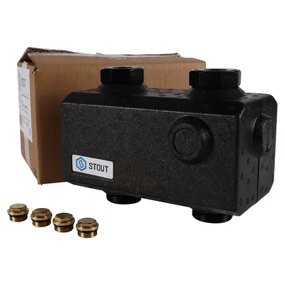 Гидравлическая стрелка вн-НАР резьба 1 1/2"х1 1/2" (3 м³/час) с теплоизоляцией универсальная Stout SDG-0015-004001