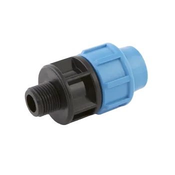 Соединение обжимное пластиковое для труб ПНД с наружной резьбой Джилекс