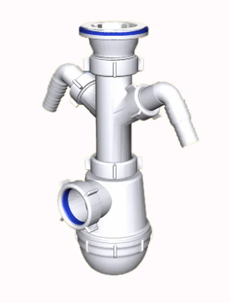 Сифон для раковины 11/2"х40 отводом для СМА, двойной АНИ пласт A1100