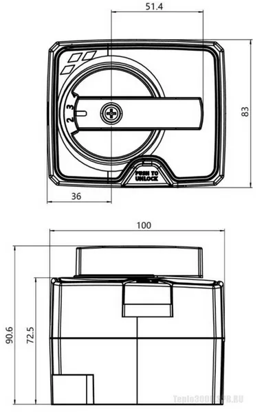 Электропривод для трёхходового клапана 230 В 3-позиционный 10 Нм, 120 сек. Meibes M66341RU