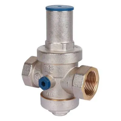 Регулятор давления воды ВВ 1" Ру=1-5,5 бар PN25 поршневой с отводом под манометр Никель Stout SVS-1008-000025