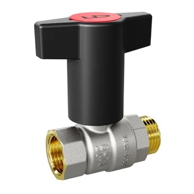 Кран шаровой латунный вн-НАР резьба, Т-рукоятка, никель LD Pride