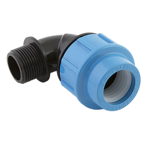 Угол обжимной пластиковый для труб ПНД с наружной резьбой Джилекс