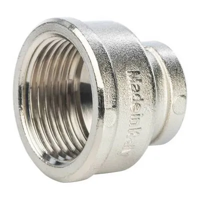 Муфта латунная переходная внутренняя резьба никелированная Stout