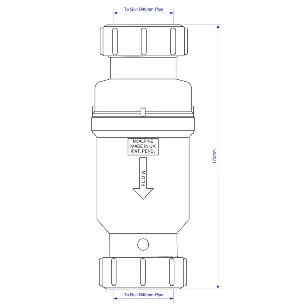Сифон для раковины сухой 40х40 McAlpine MRNRV40C-PB