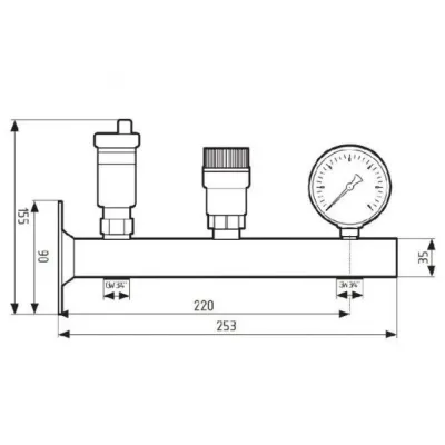 Группа безопасности котла консольная ВР 3/4" 3 бар до 50 кВт Afriso BSS 9061000
