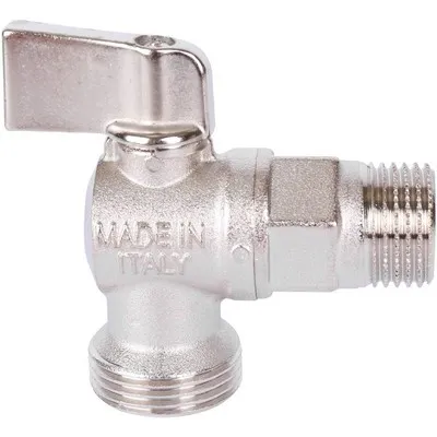 Кран шаровой для сантехнических приборов с наружной резьбой 1/2"х3/4" угловой флажок Никель Stout SVB-0059-001234