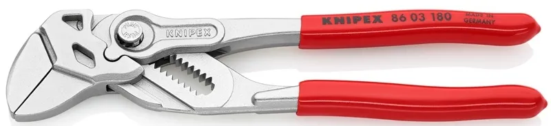 Клещи переставные-гаечный ключ хром. 180 мм.(пластик. ручки), KNIPEX
