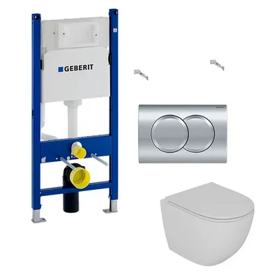 Инсталляция для унитаза Geberit Duofix Delta 4 в 1 с кнопкой Delta01 + унитаз D&K Matrix 458.149.21.1/DT1396016