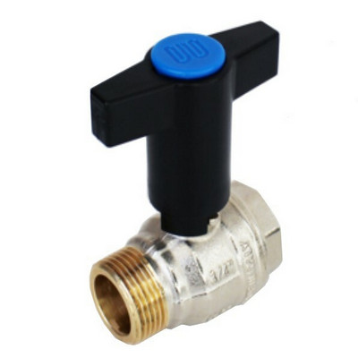 Кран шаровой латунный вн-вн резьба 1" ручка пластиковая удлинённая, никель Elsen T-shape EV10.6201