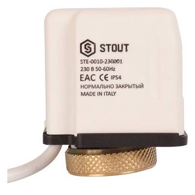 Сервопривод электротермический, нормально закрытый 230 В Stout STE-0010-230001