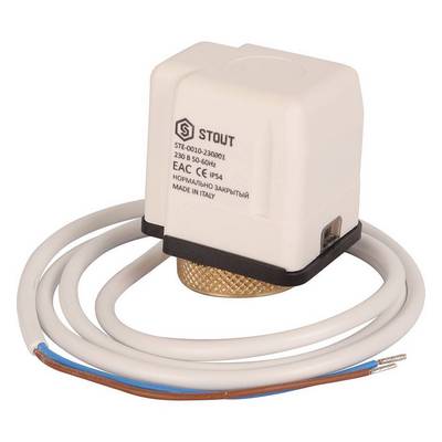 Сервопривод электротермический, нормально закрытый 230 В Stout STE-0010-230001