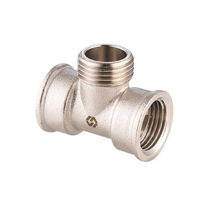 Тройник латунный внутренняя/наружная/внутренняя резьба никелированный MVI