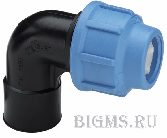 Угол обжимной ВР Ø25х1" пластиковый для труб ПНД с внутренней резьбой Политэк 50022501