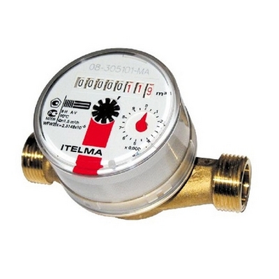 Счётчик для горячей и холодной воды 1/2" 110 мм БЕЗ сгонов Itelma WFW20.D110