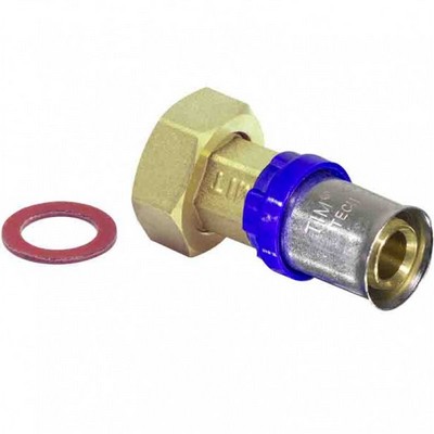 Соединение с НАКИДНОЙ ГАЙКОЙ НГ Ø16х1/2" ПРОКЛАДКА пресс для металлопластиковых труб Tim F-S1602F(B)