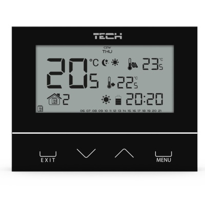 Терморегулятор ПРОВОДНОЙ двухпоз. ST-292v3 чёрный програм. Tech серия 5/10 встр. датчик