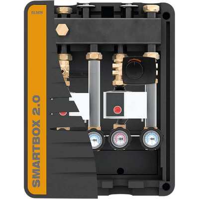 Коллектор для котельных на 2 контура с НГ 1" стальной 47 кВт с гидрострелкой, теплоизоляцией и крепежом Elsen SmartBox 2.0 EWG20.02