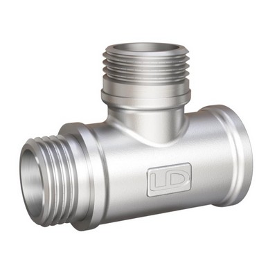 Тройник латунный внутренняя/НАРУЖНАЯ/НАРУЖНАЯ резьба ВНН 1/2" никелированный LD Pride LD.67.538.15