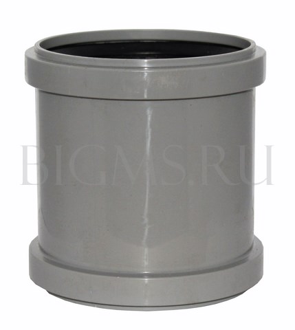Муфта для внутренней канализации Ø110 двухраструбная серая Политэк 301120Политэк