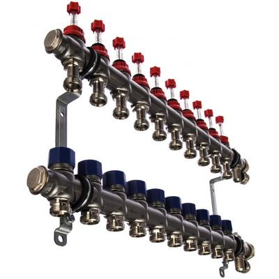 Коллекторная группа для тёплого пола Elsen на 11 выходов из нержавеющей стали с расходомерами EMi03.11