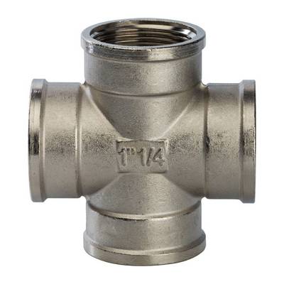 Крестовина латунная внутренняя резьба никелированная Stout