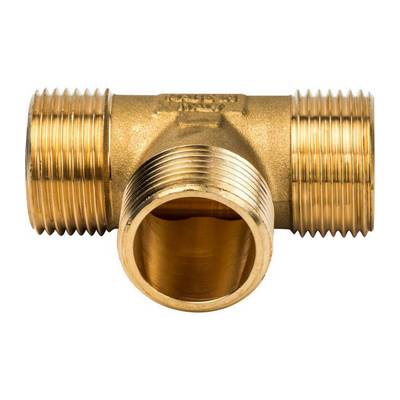 Тройник латунный наружная резьба Stout