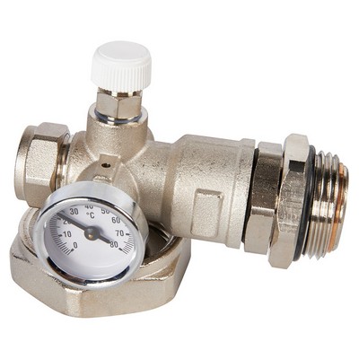 Смесительный узел для тёплого пола 30-60 °С (без насоса, с байпасом) Никель Stout SDG-0120-002000
