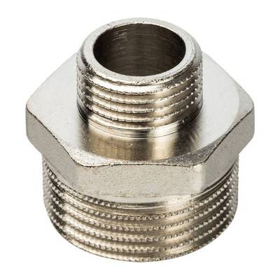 Ниппель латунный переходной наружная резьба никелированный Stout