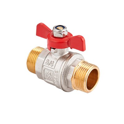 Кран шаровой латунный НАР-НАР резьба, ручка-бабочка, никель MVI Premium