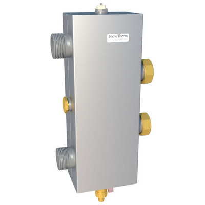 Гидравлическая стрелка 1 1/2" с накидными гайками (125 кВт-4.5 м³/час) с теплоизоляцией FlowTherm FL W120x80.22