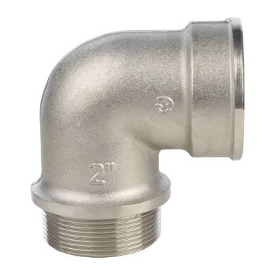 Угол латунный внутренняя/наружная резьба с упором никелированный Stout